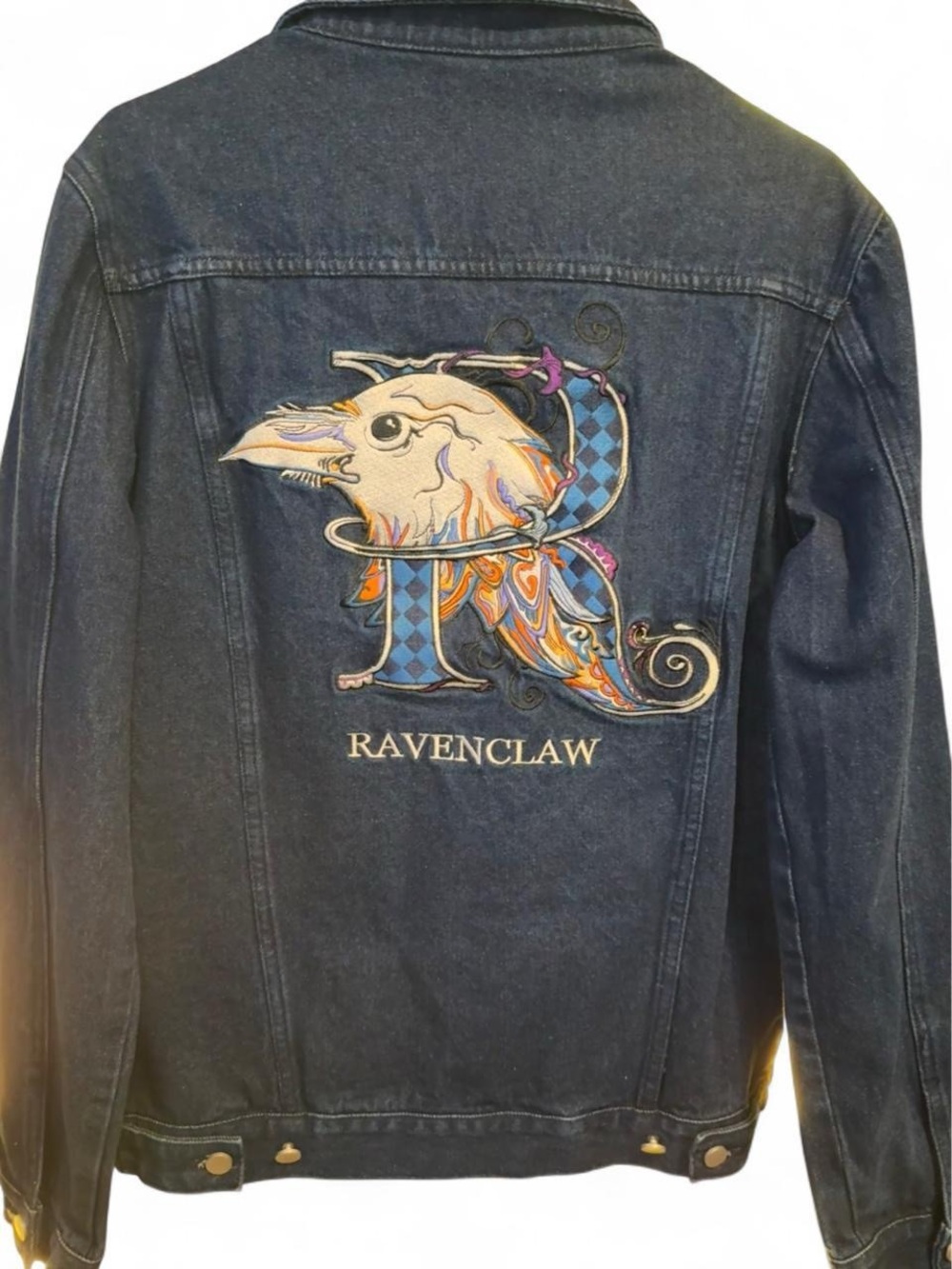 HARRY POTTER Crest of House Ravenclaw Denim Jacket Wizarding World Size Medium